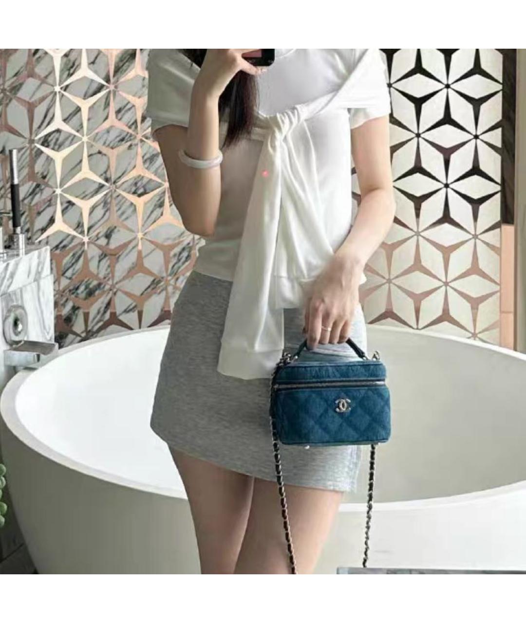 CHANEL Синяя деним сумка через плечо, фото 2