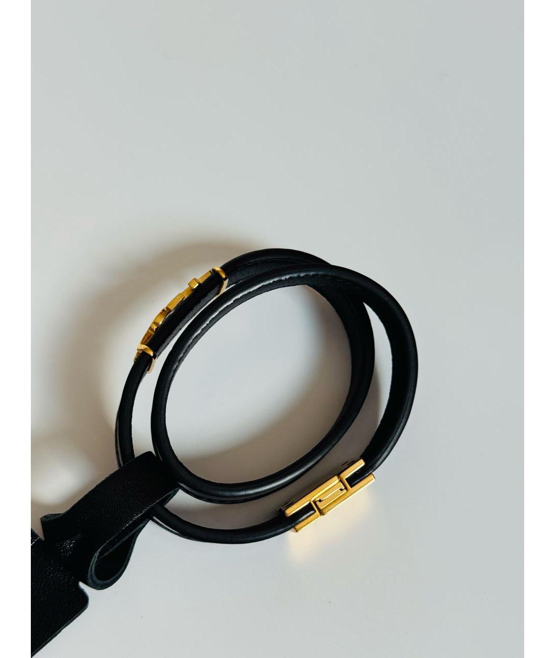 SAINT LAURENT Черный кожаный браслет, фото 7