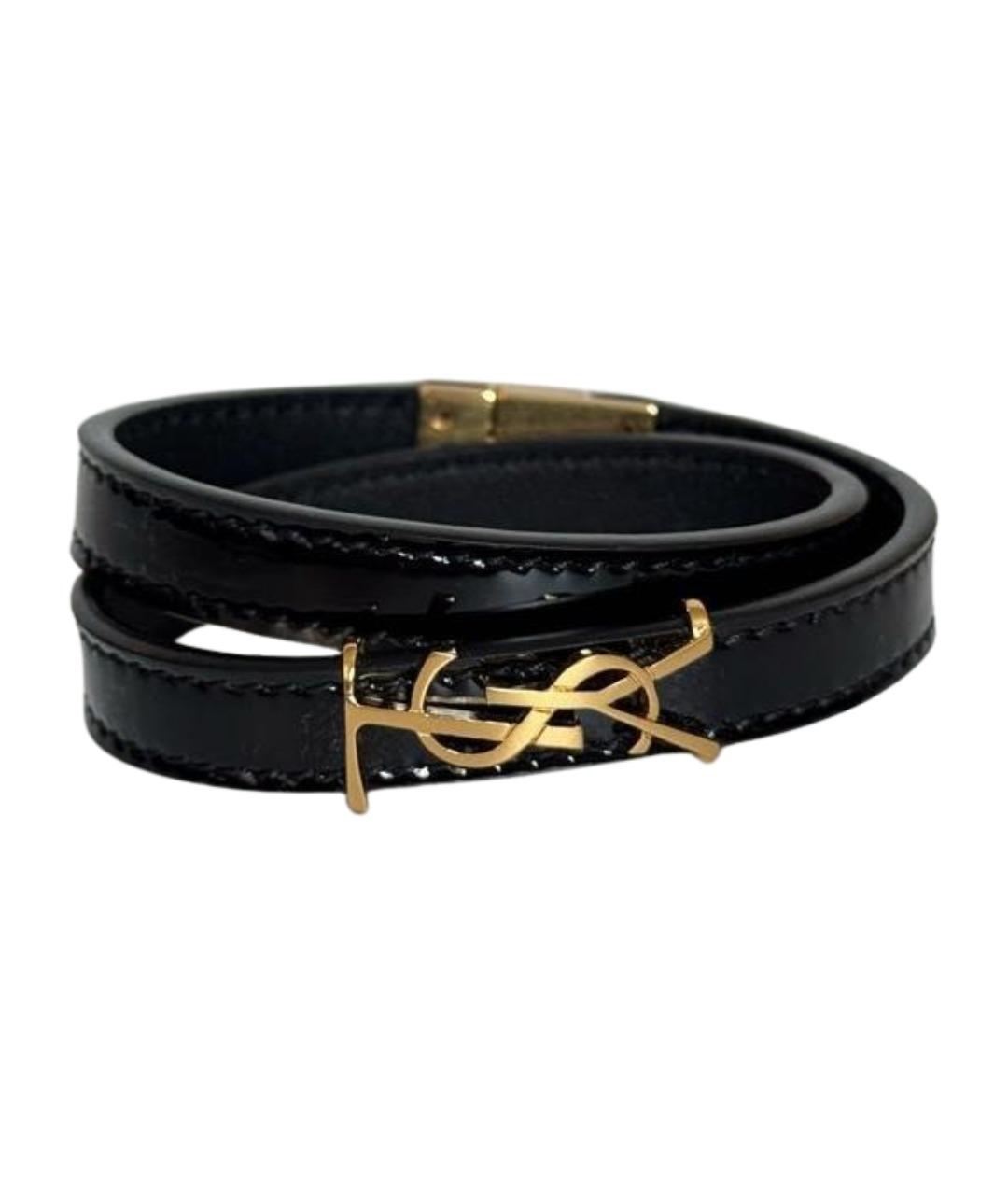 SAINT LAURENT Черный кожаный браслет, фото 1