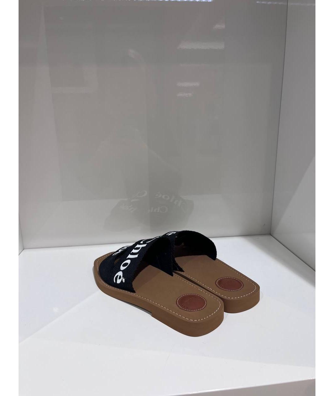 CHLOE Черные текстильные шлепанцы, фото 4