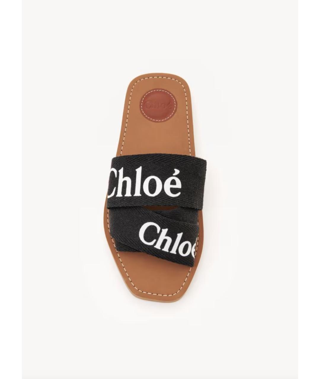 CHLOE Черные текстильные шлепанцы, фото 6