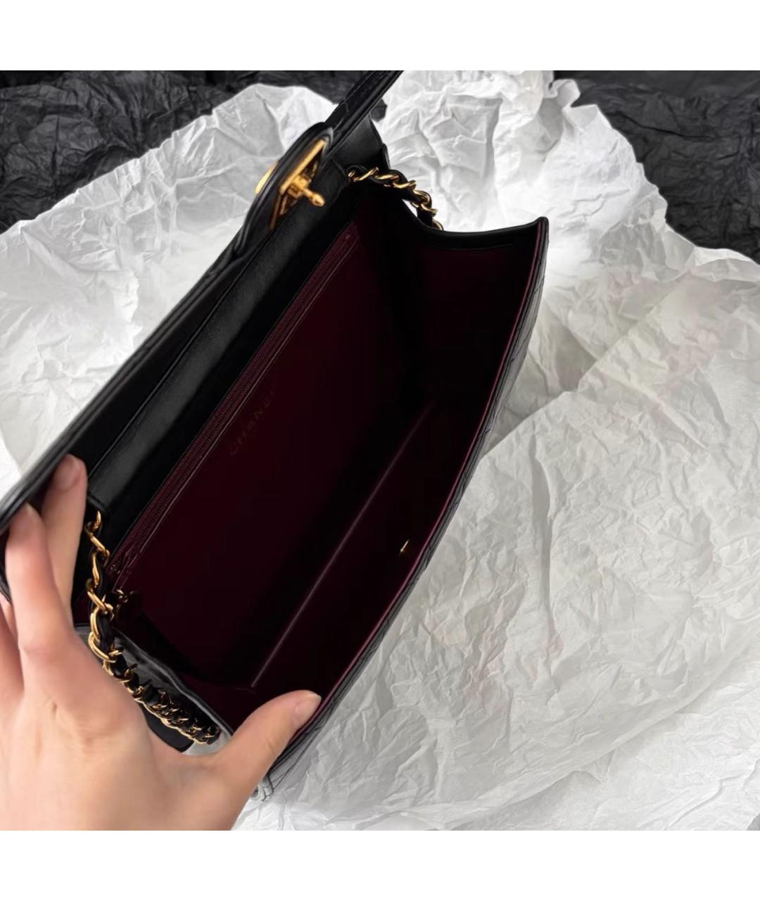 CHANEL Черная кожаная сумка через плечо, фото 7