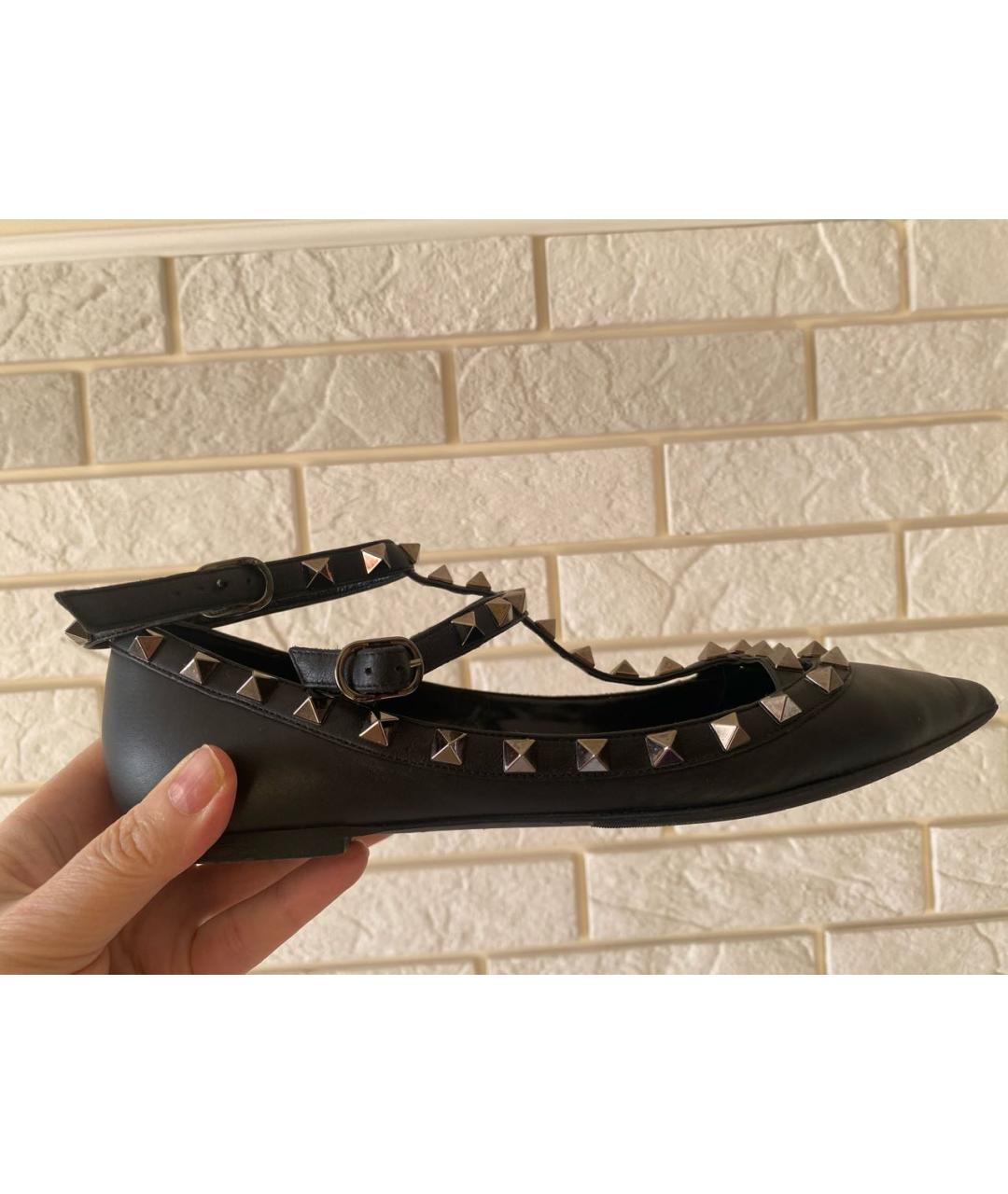 VALENTINO Черные кожаные балетки, фото 7