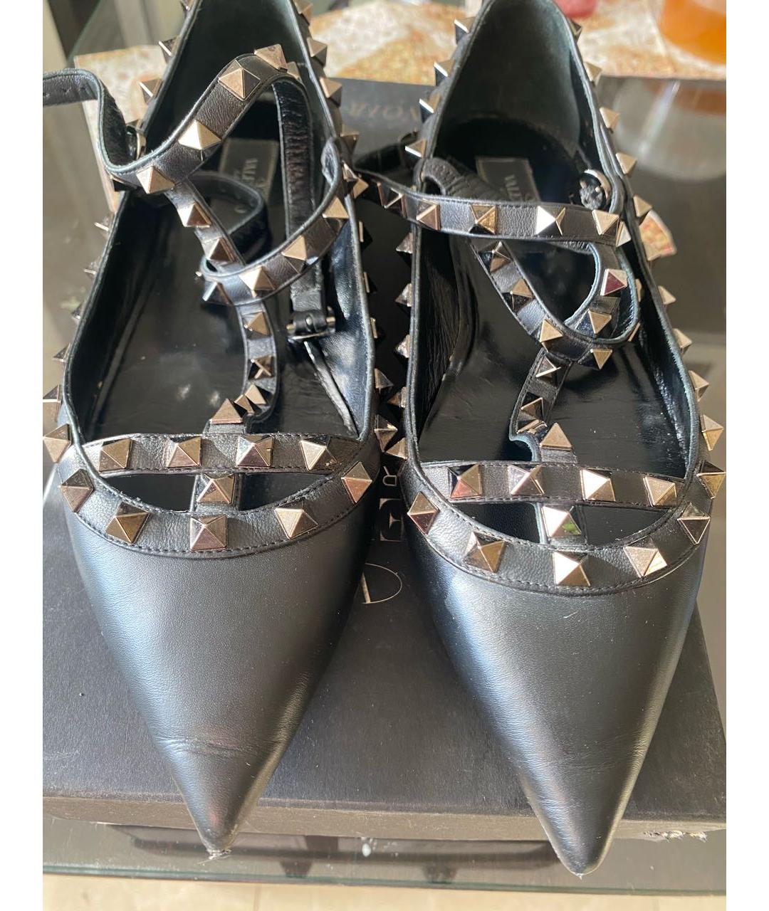 VALENTINO Черные кожаные балетки, фото 2