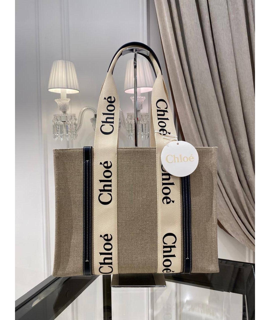 CHLOE Бежевая тканевая сумка тоут, фото 2