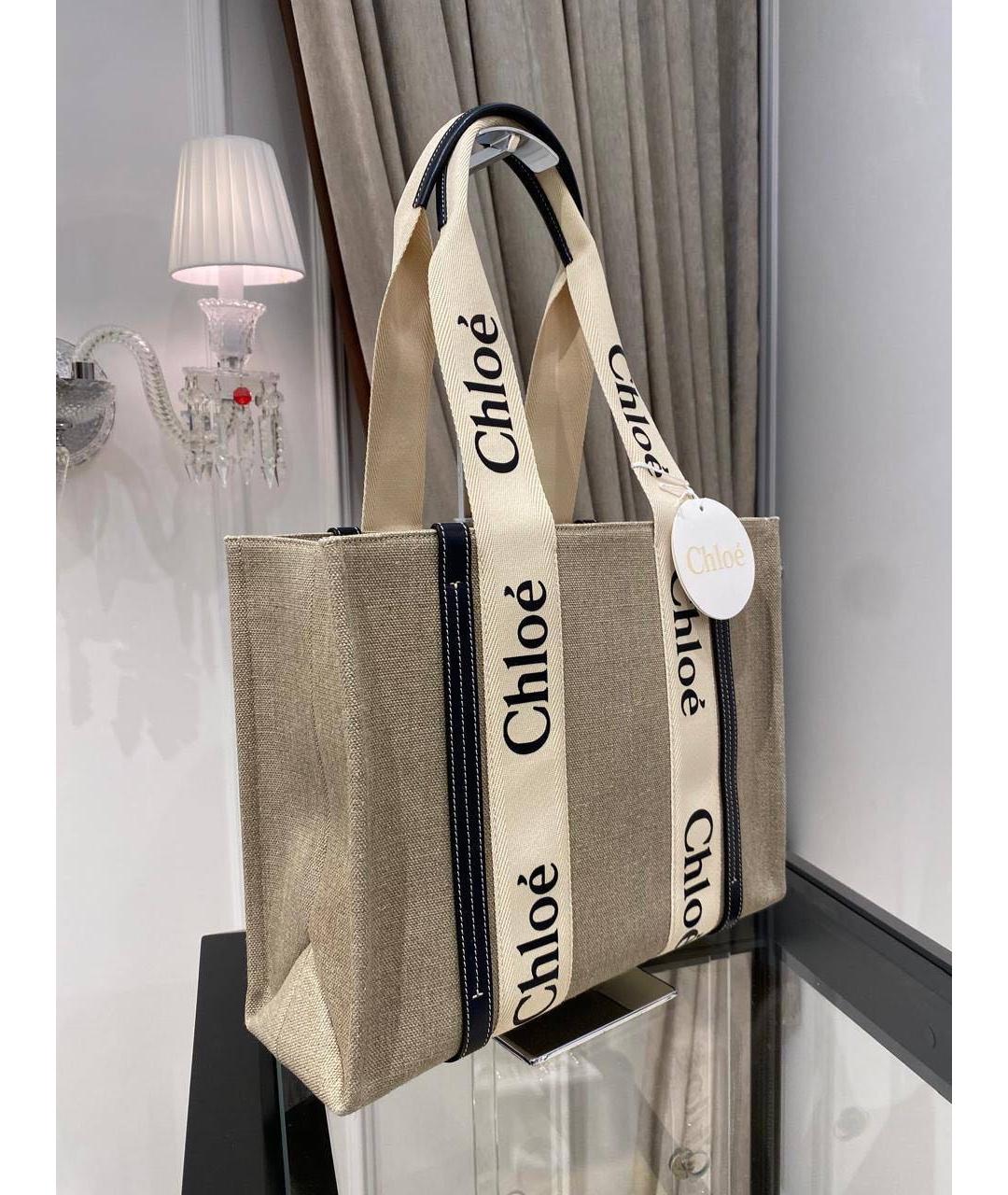CHLOE Бежевая тканевая сумка тоут, фото 3