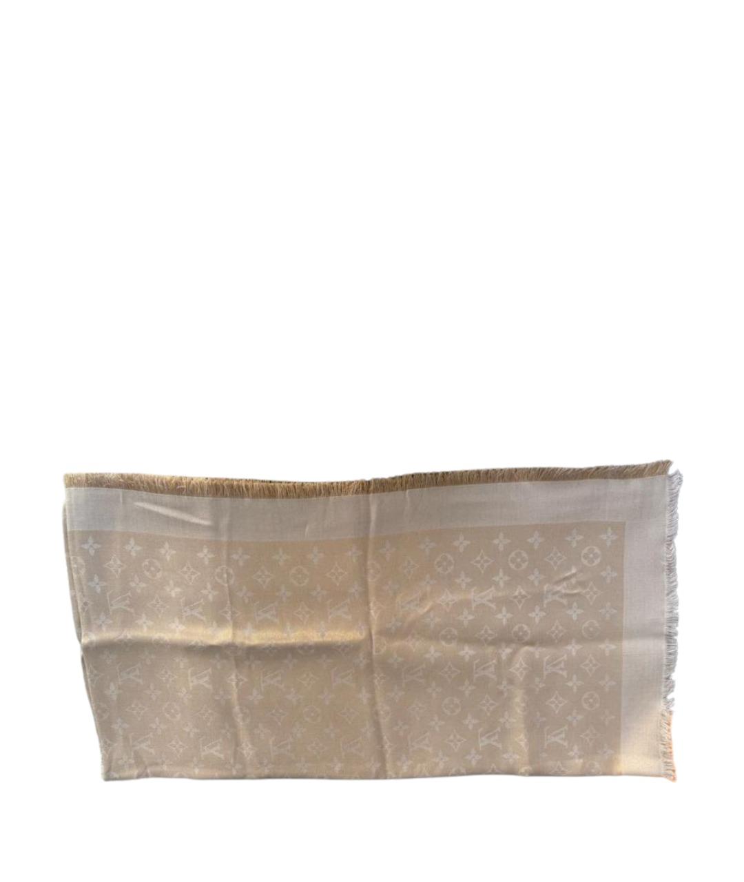 LOUIS VUITTON Бежевый шелковый шарф, фото 1