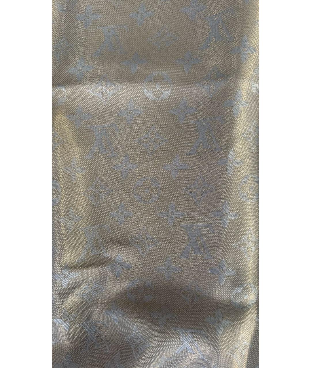 LOUIS VUITTON Бежевый шелковый шарф, фото 2