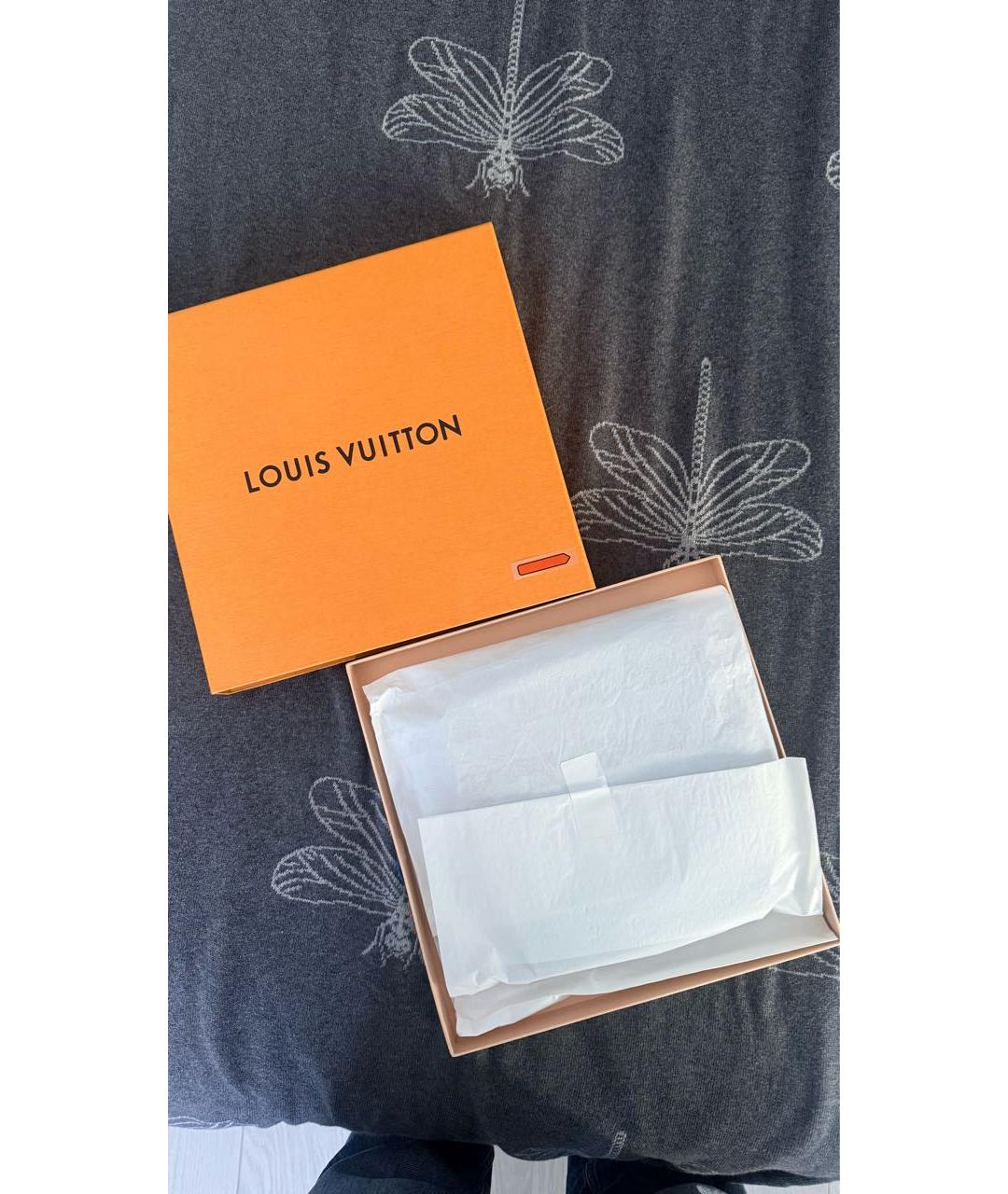 LOUIS VUITTON Бежевый шелковый шарф, фото 4