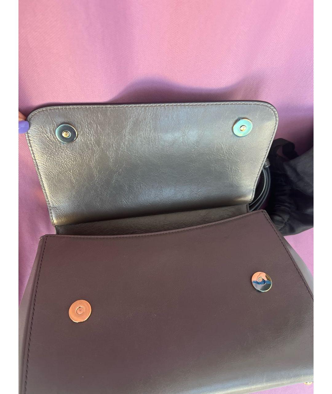 DOLCE&GABBANA Антрацитовая кожаная сумка с короткими ручками, фото 5