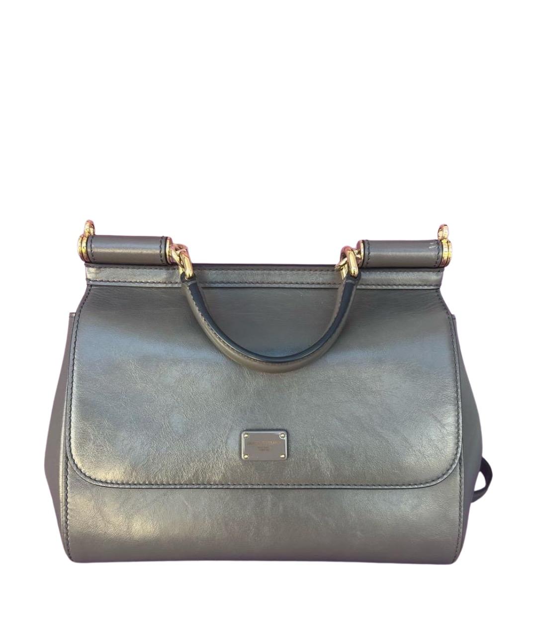 DOLCE&GABBANA Антрацитовая кожаная сумка с короткими ручками, фото 1