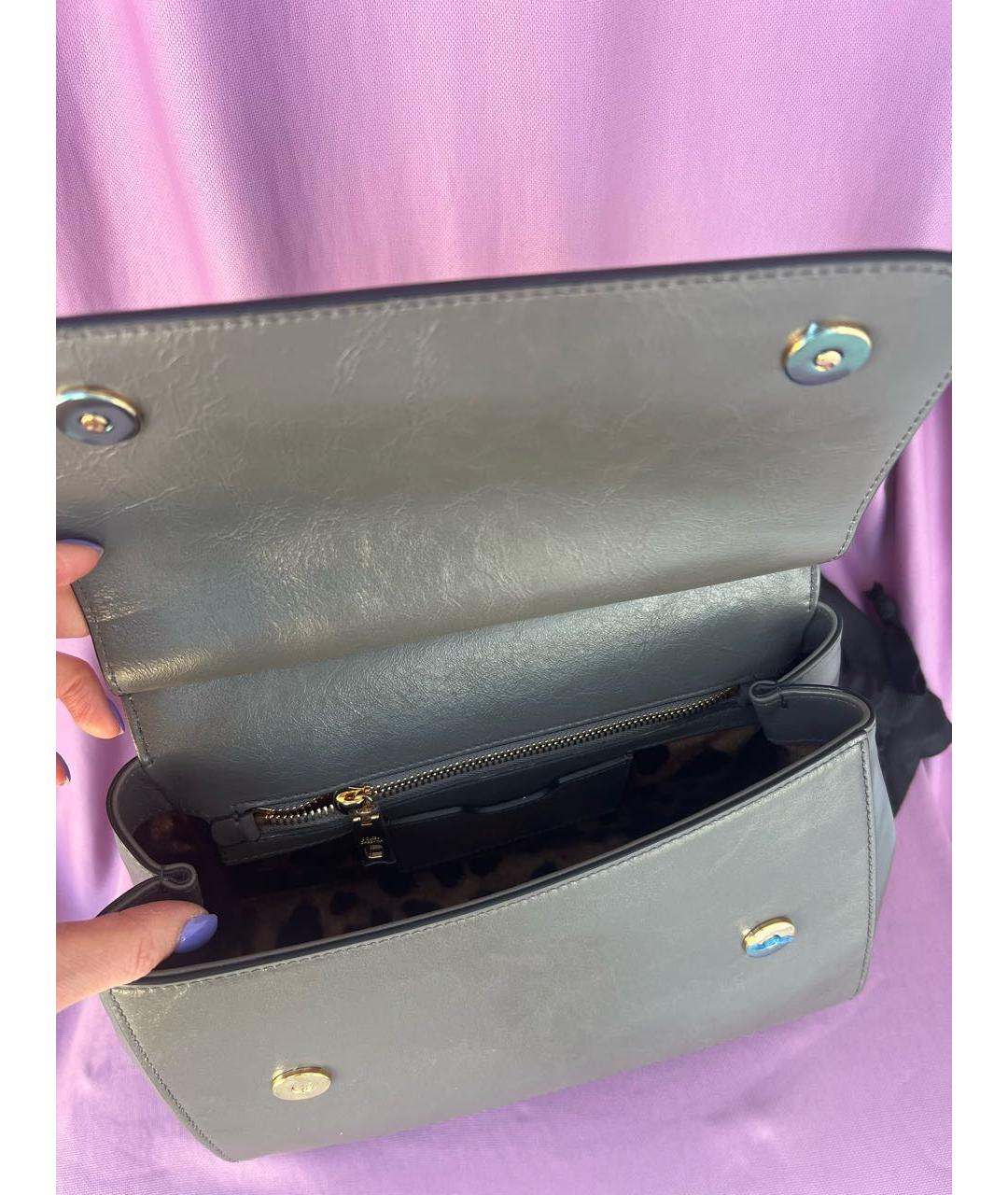 DOLCE&GABBANA Антрацитовая кожаная сумка с короткими ручками, фото 4