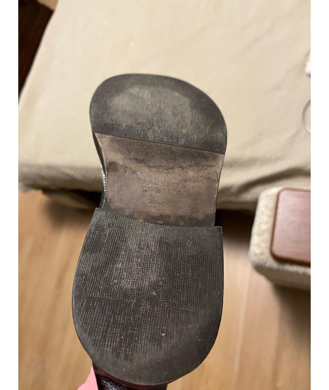 BRUNELLO CUCINELLI Антрацитовые кожаные ботинки, фото 7