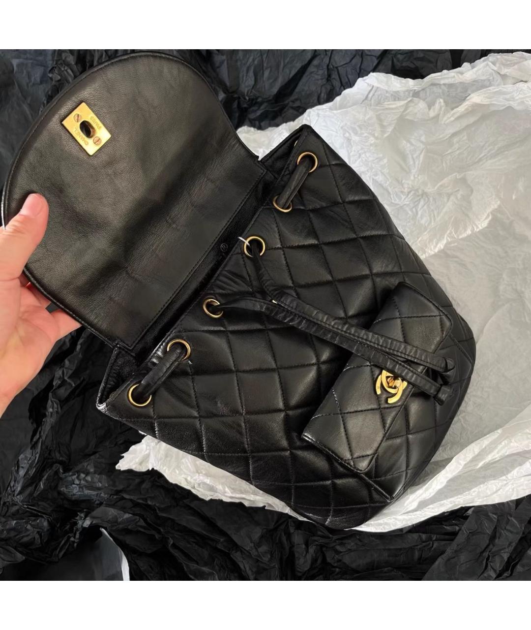 CHANEL Черный кожаный рюкзак, фото 5