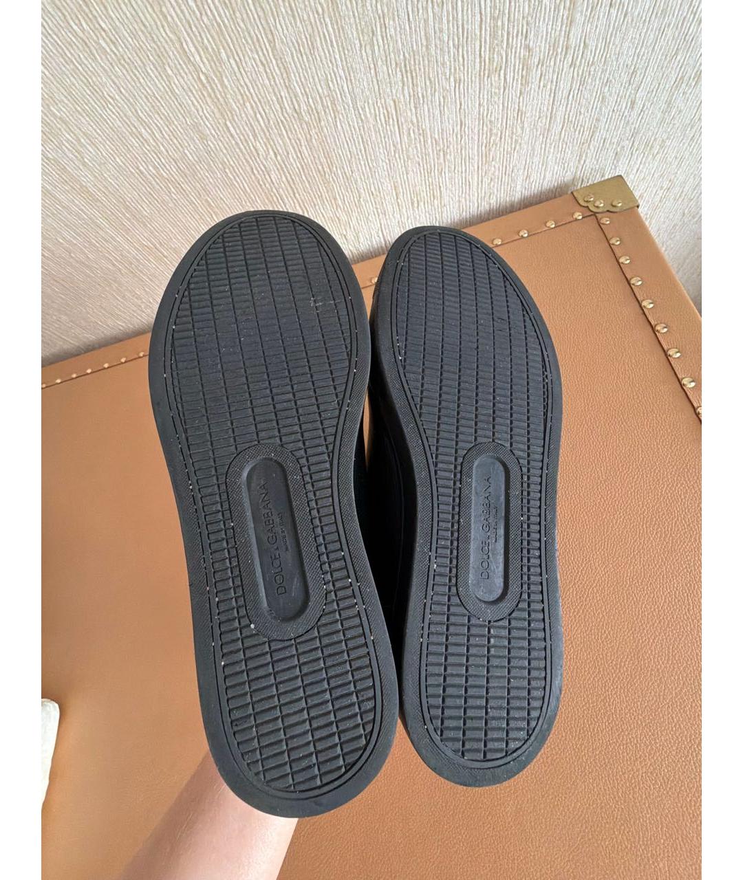 DOLCE&GABBANA Черные кожаные низкие кроссовки / кеды, фото 7