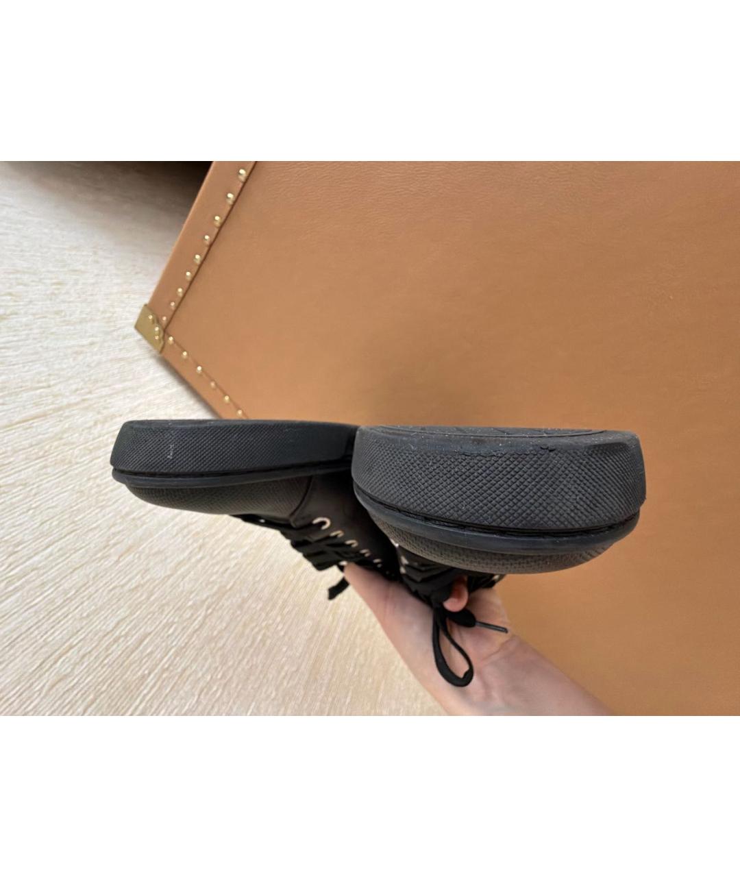 DOLCE&GABBANA Черные кожаные низкие кроссовки / кеды, фото 8