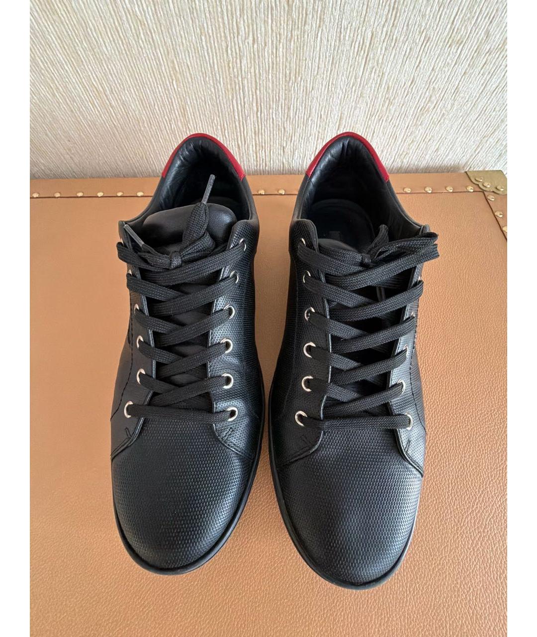 DOLCE&GABBANA Черные кожаные низкие кроссовки / кеды, фото 2