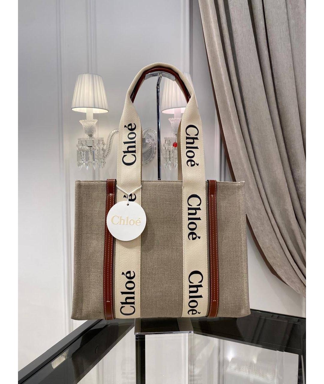 CHLOE Бежевая тканевая сумка тоут, фото 3