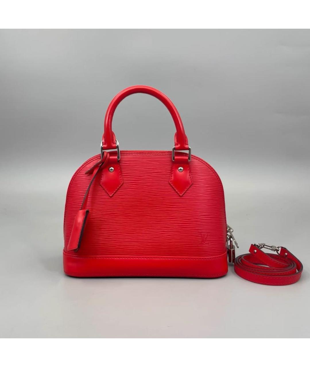 LOUIS VUITTON Красная кожаная сумка с короткими ручками, фото 9