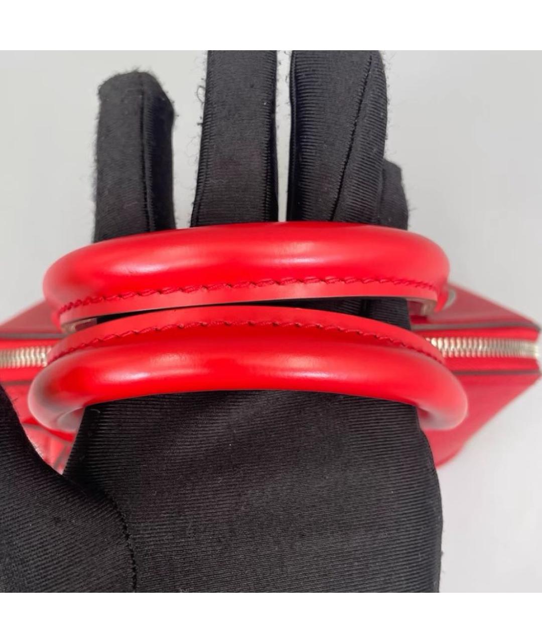 LOUIS VUITTON Красная кожаная сумка с короткими ручками, фото 7