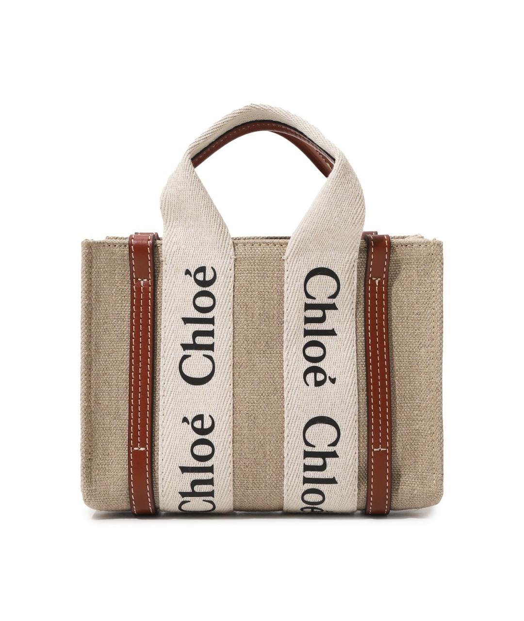CHLOE Бежевая тканевая сумка тоут, фото 3