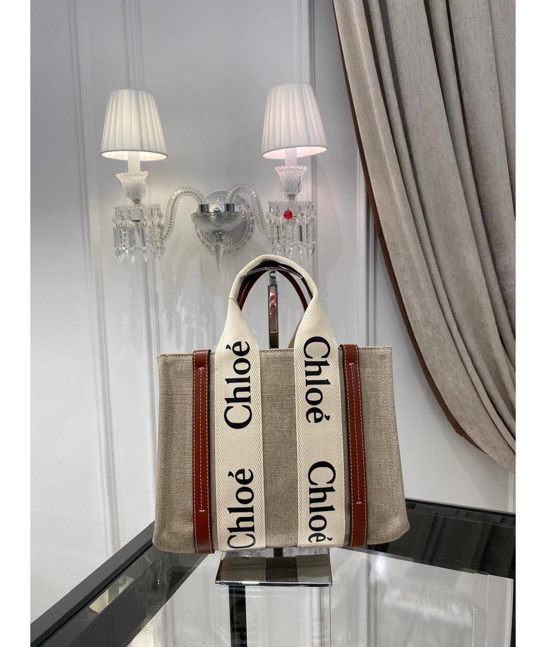 CHLOE Бежевая тканевая сумка тоут, фото 1