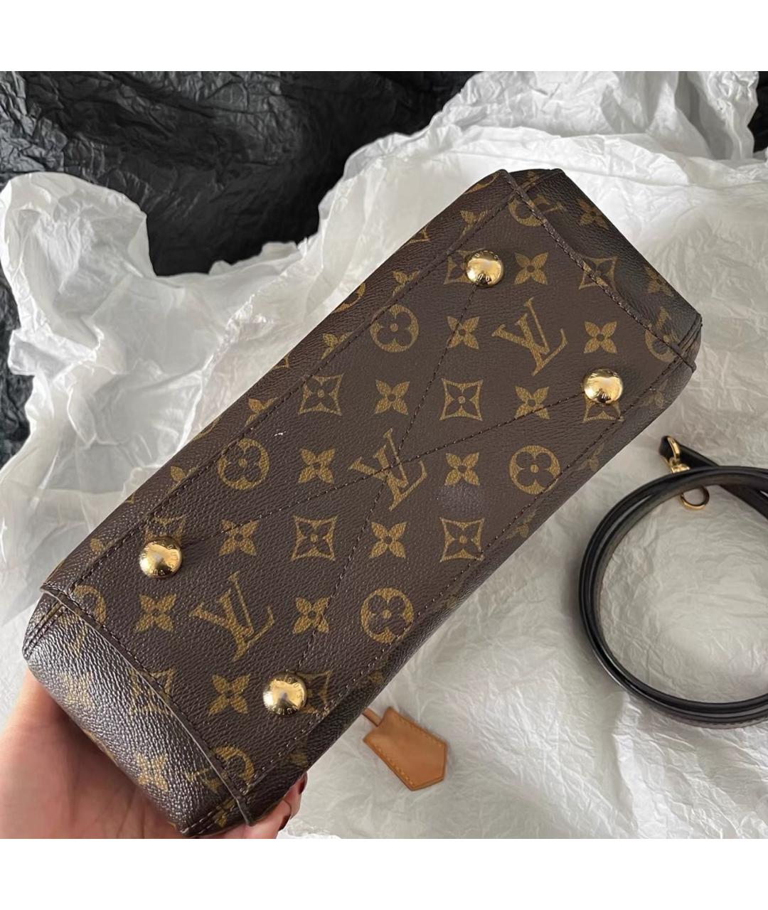 LOUIS VUITTON Коричневая кожаная сумка тоут, фото 6