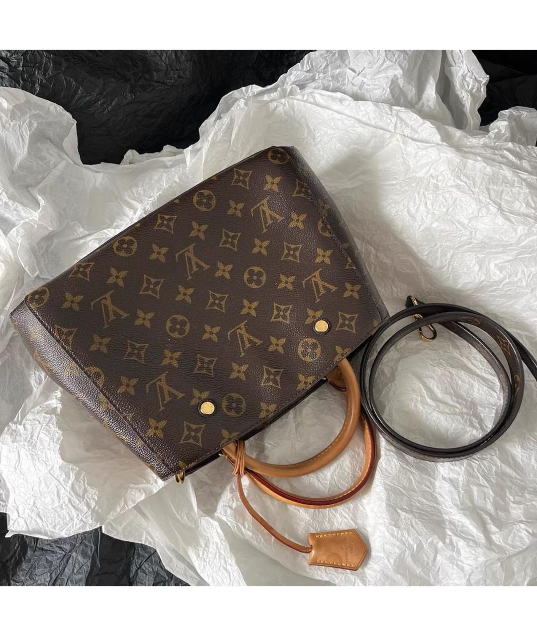 LOUIS VUITTON Коричневая кожаная сумка тоут, фото 9