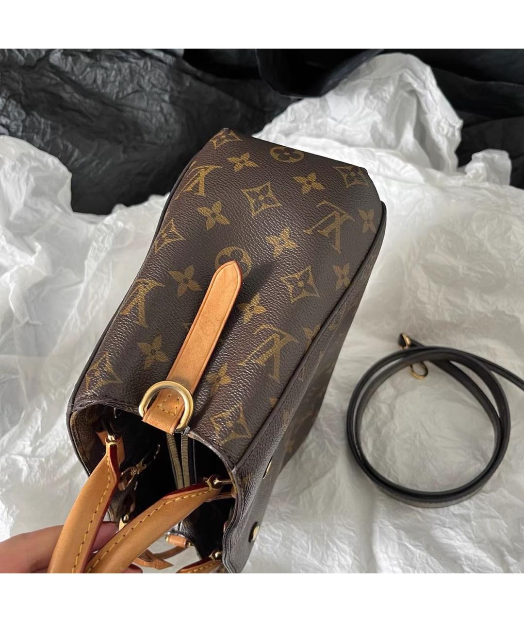 LOUIS VUITTON Коричневая кожаная сумка тоут, фото 3