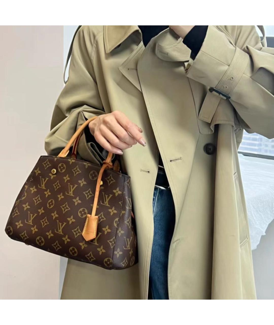 LOUIS VUITTON Коричневая кожаная сумка тоут, фото 8