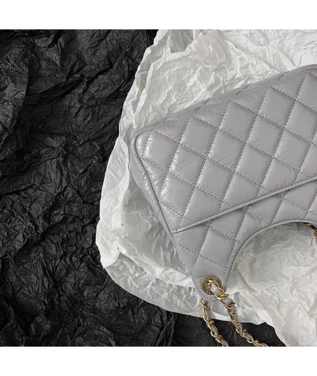CHANEL Серая кожаная сумка через плечо, фото 7