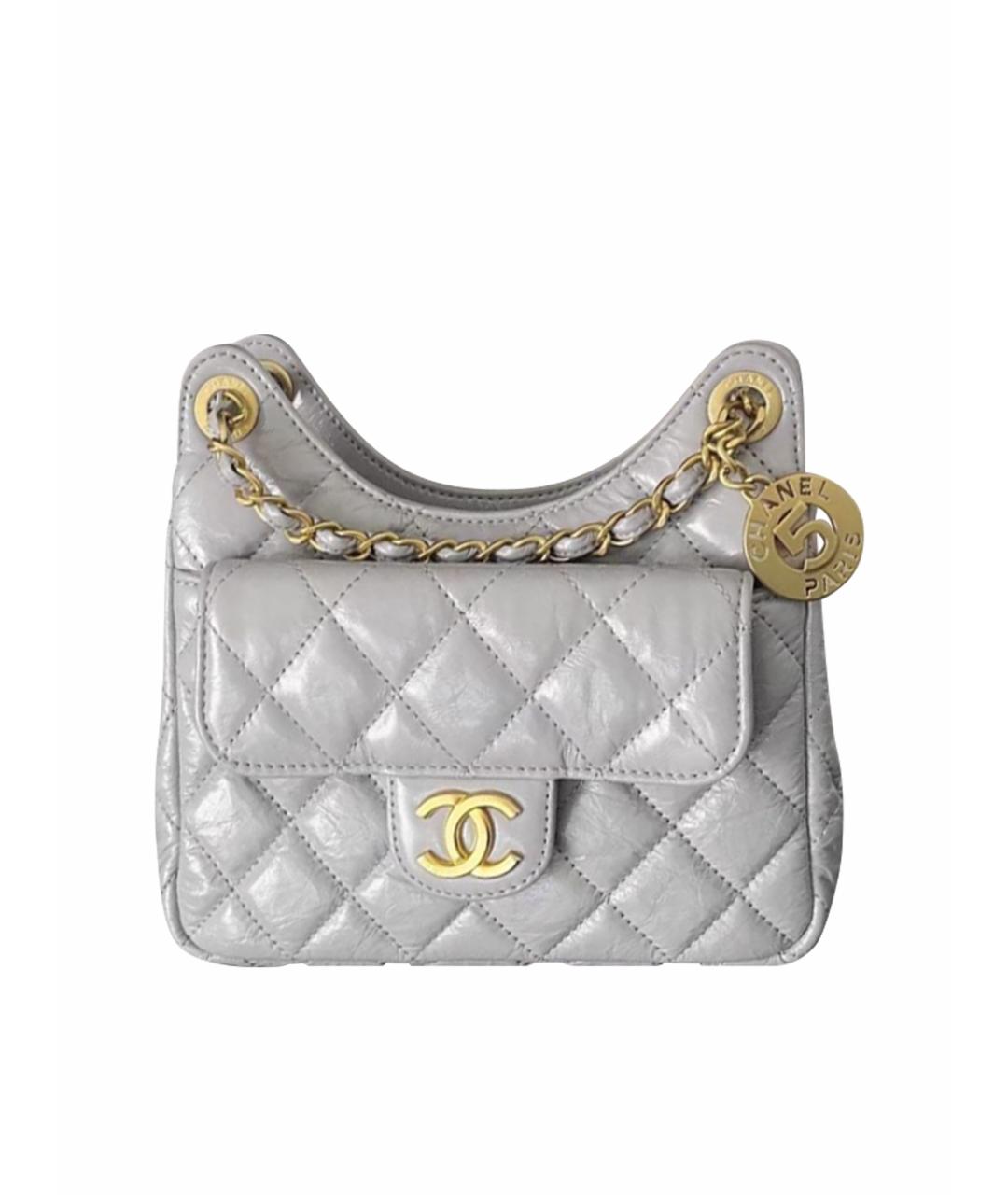 CHANEL Серая кожаная сумка через плечо, фото 1