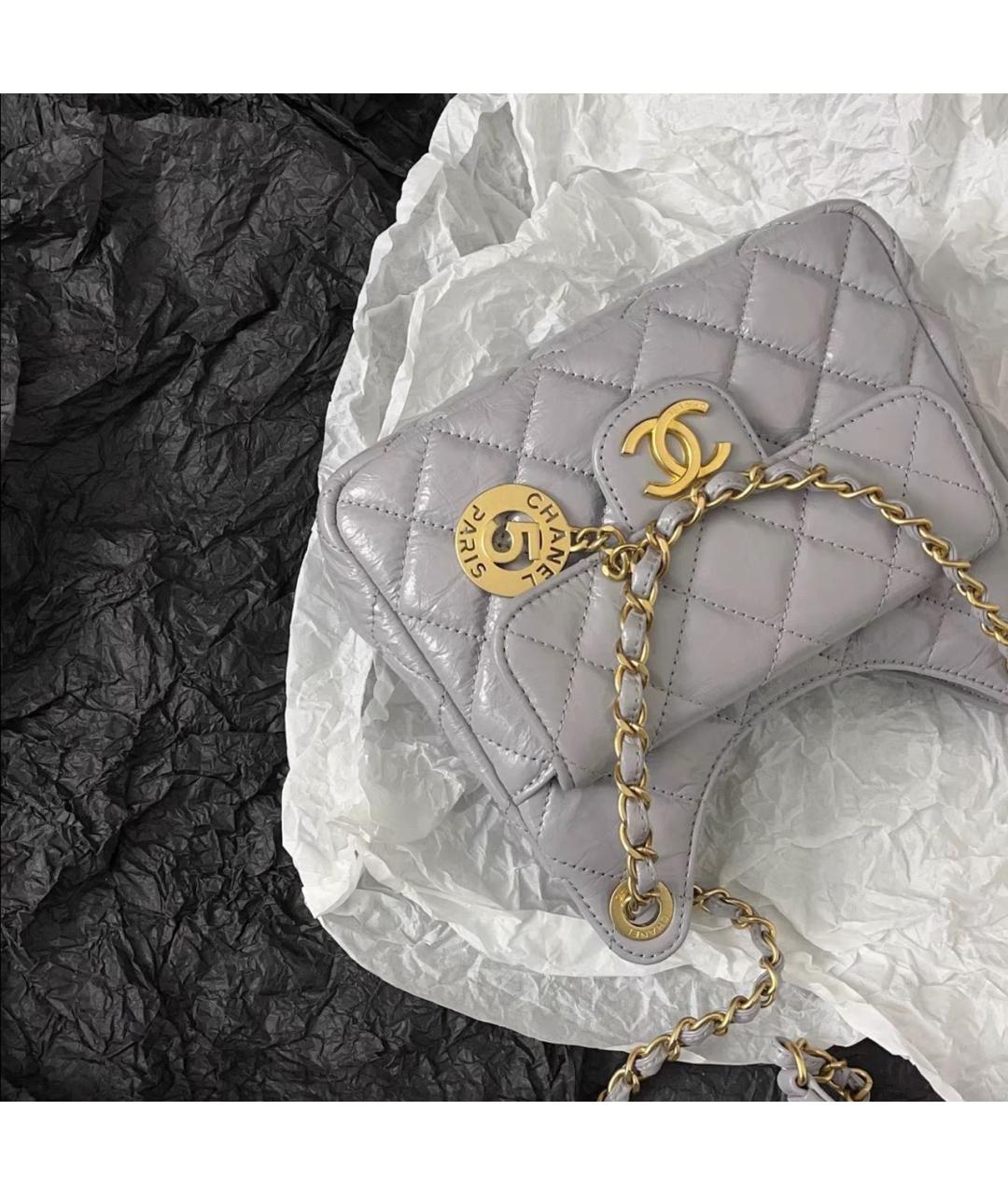 CHANEL Серая кожаная сумка через плечо, фото 6