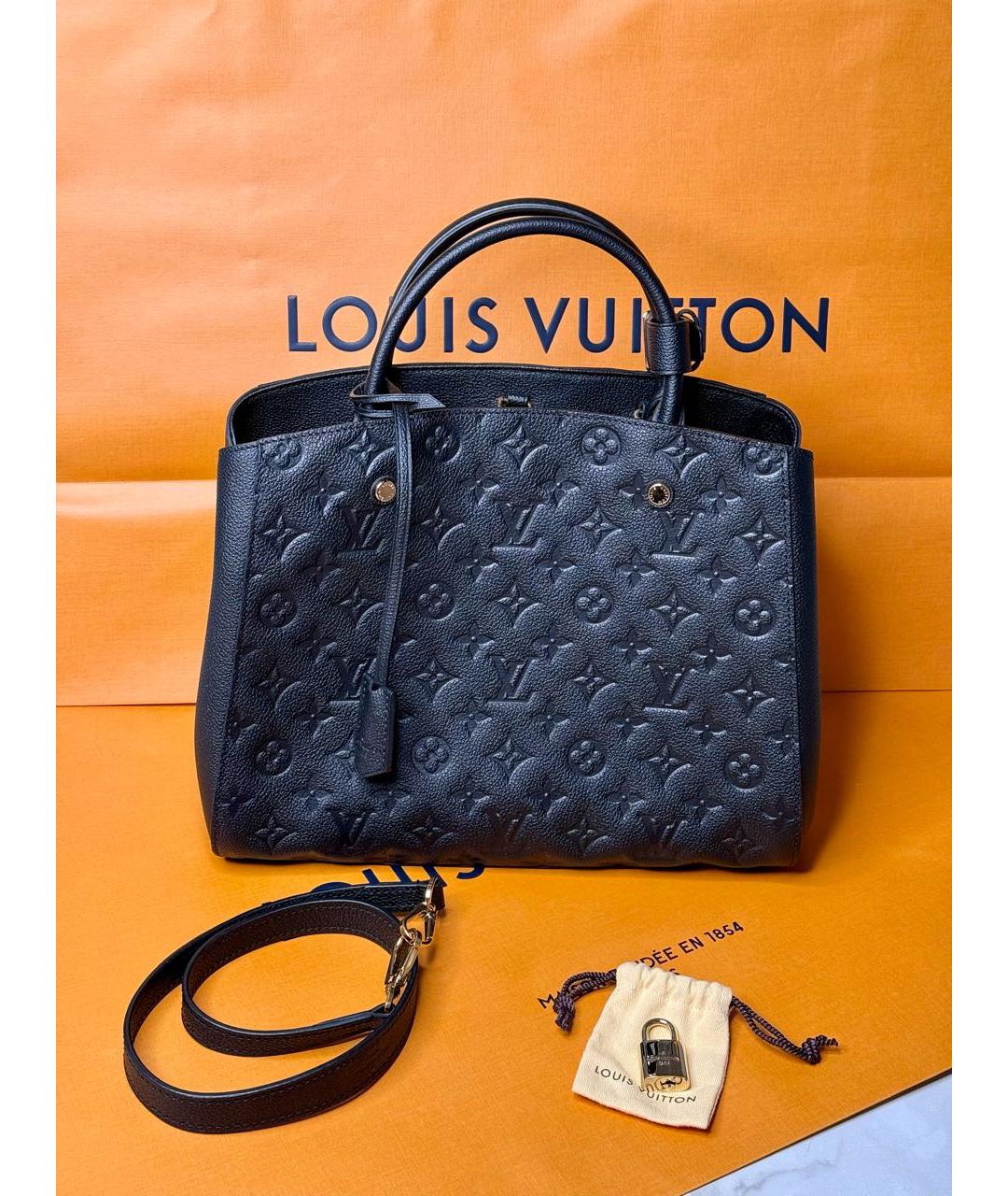 LOUIS VUITTON Черная кожаная сумка с короткими ручками, фото 9