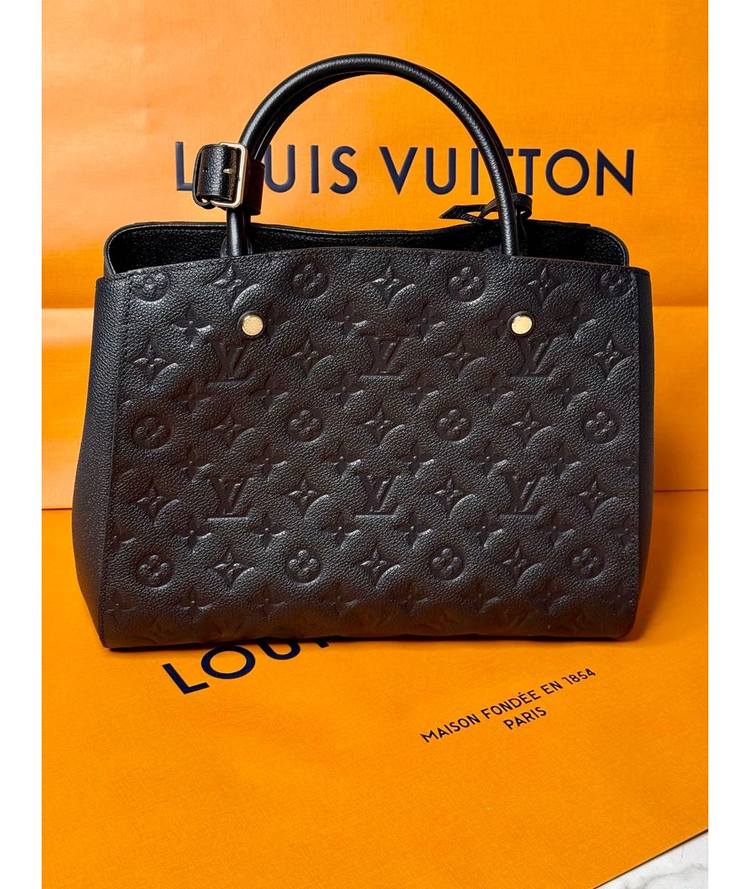 LOUIS VUITTON Черная кожаная сумка с короткими ручками, фото 2