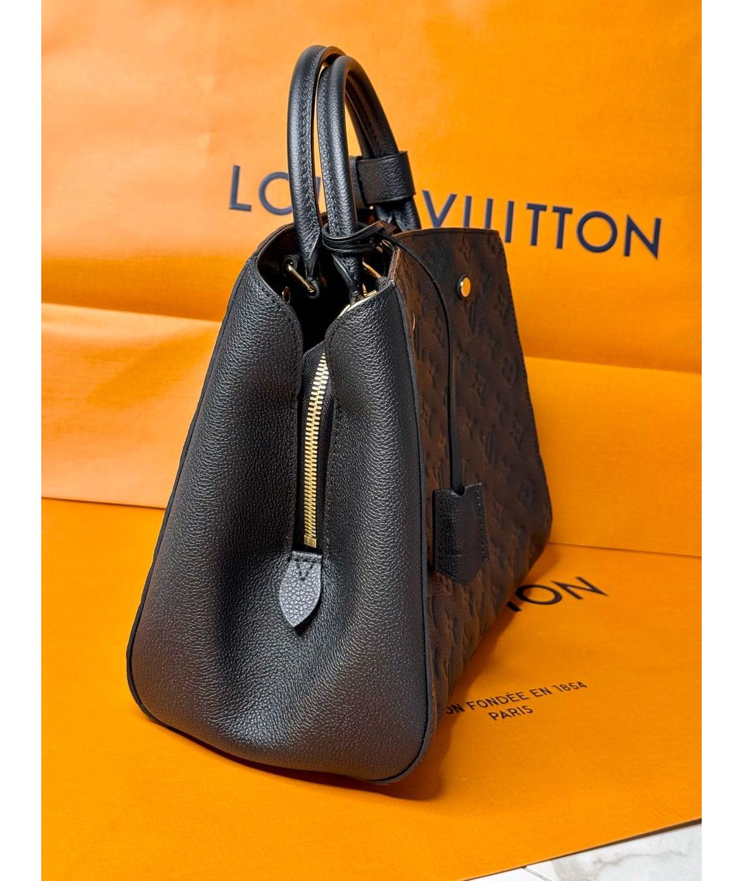 LOUIS VUITTON Черная кожаная сумка с короткими ручками, фото 4