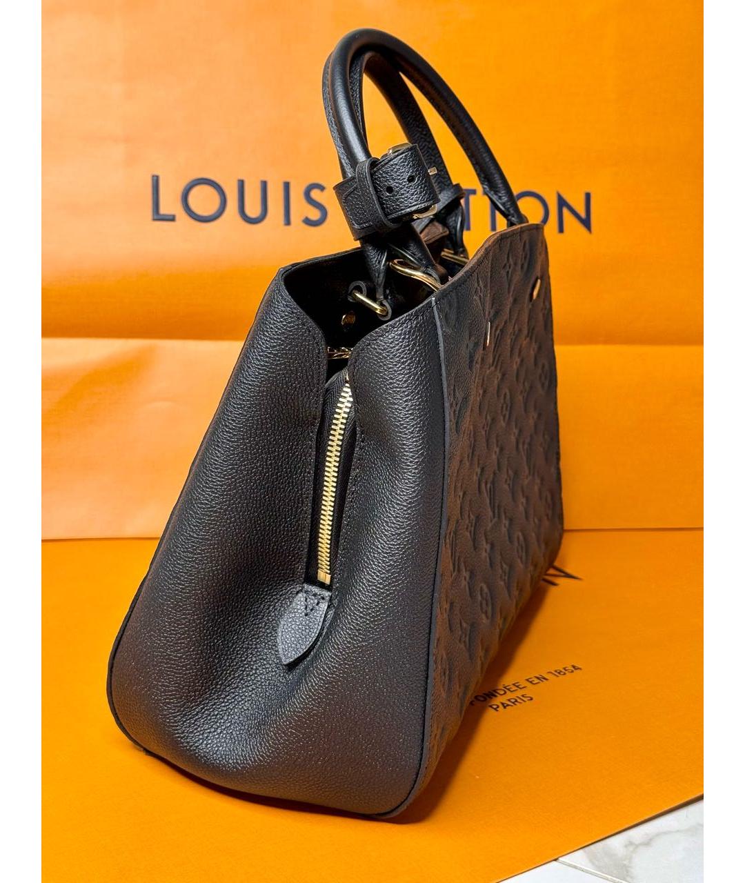 LOUIS VUITTON Черная кожаная сумка с короткими ручками, фото 5