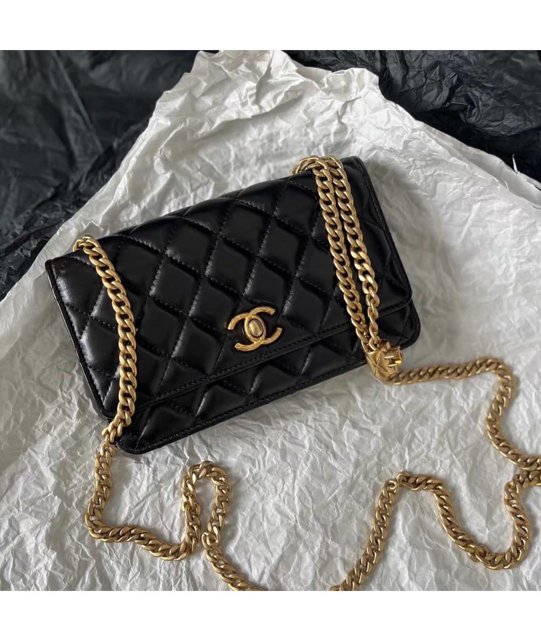 CHANEL Черная кожаная сумка через плечо, фото 8