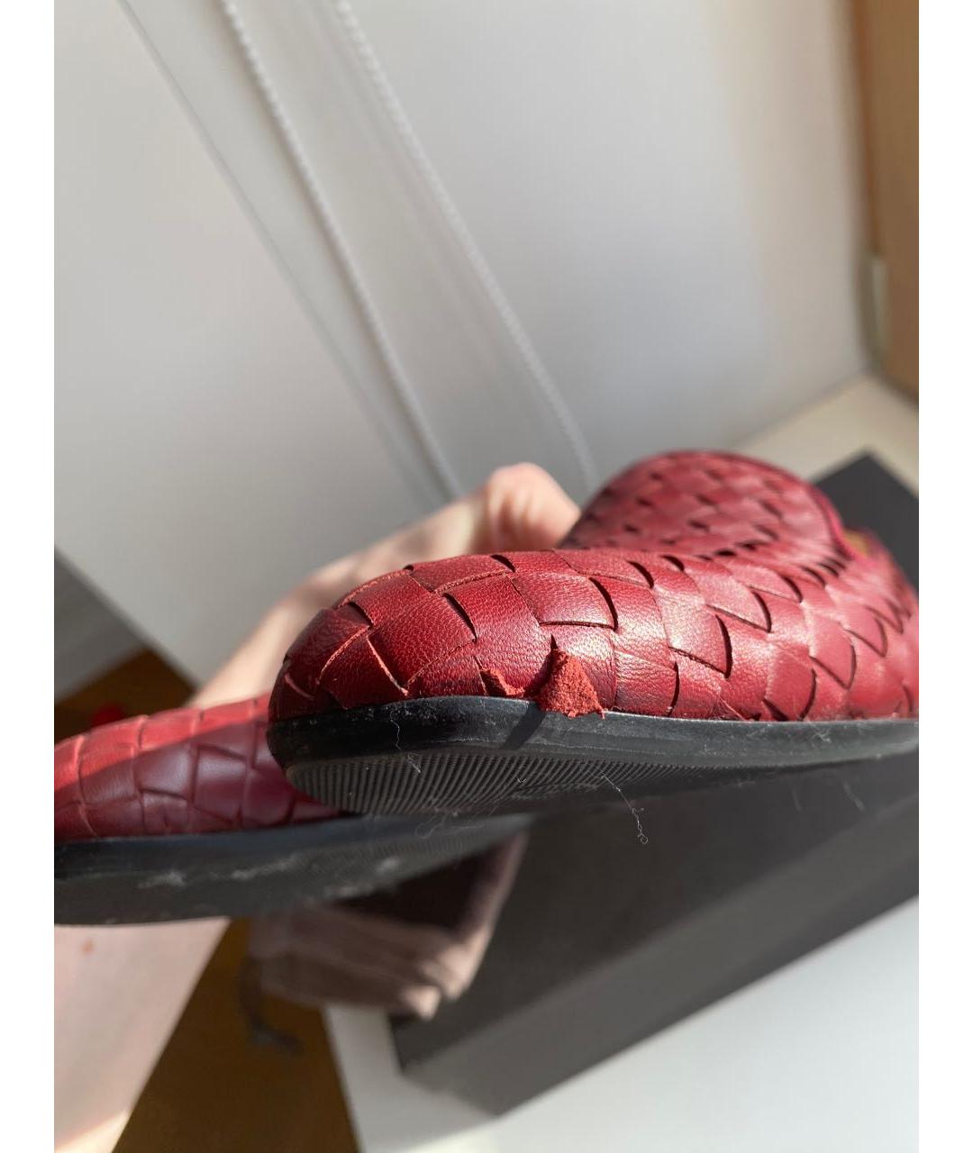 BOTTEGA VENETA Бордовые кожаные лоферы, фото 6