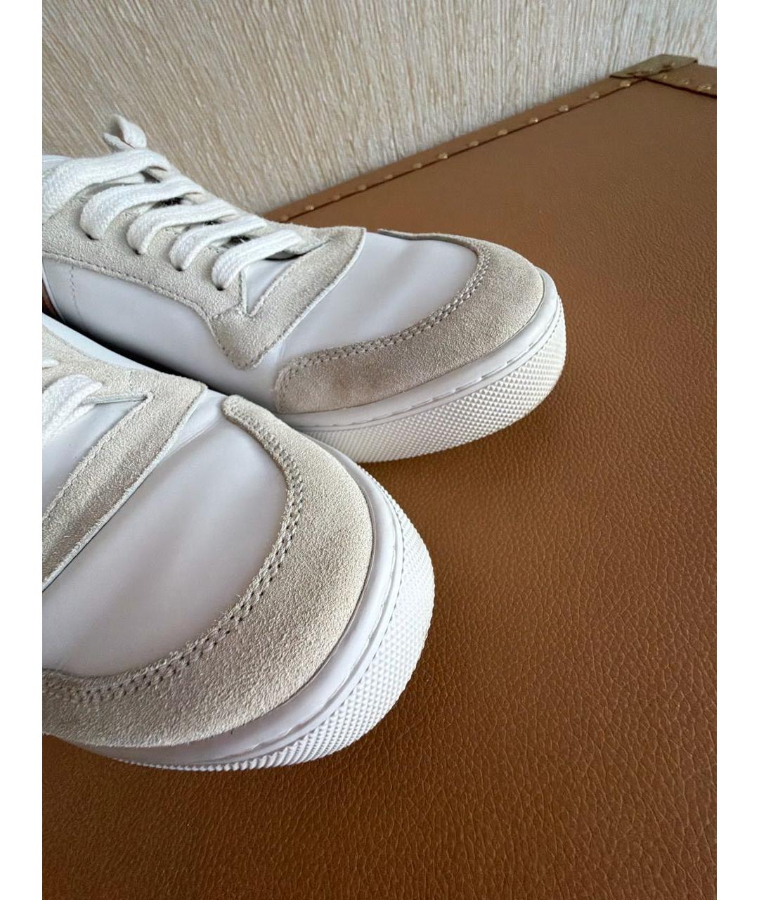 BURBERRY Белые кожаные низкие кроссовки / кеды, фото 6