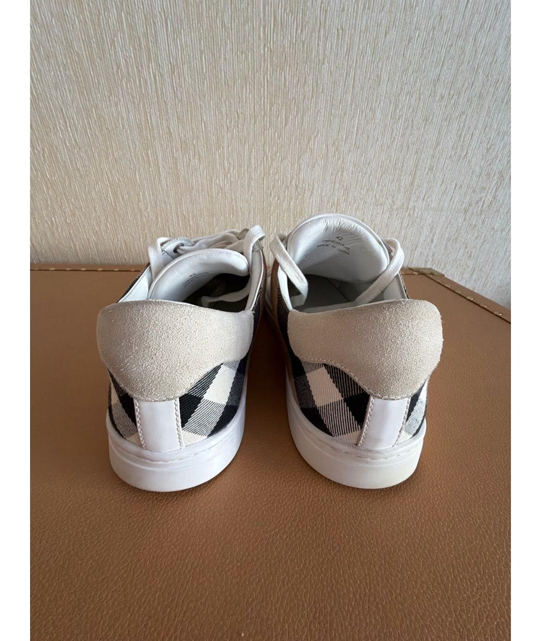 BURBERRY Белые кожаные низкие кроссовки / кеды, фото 4