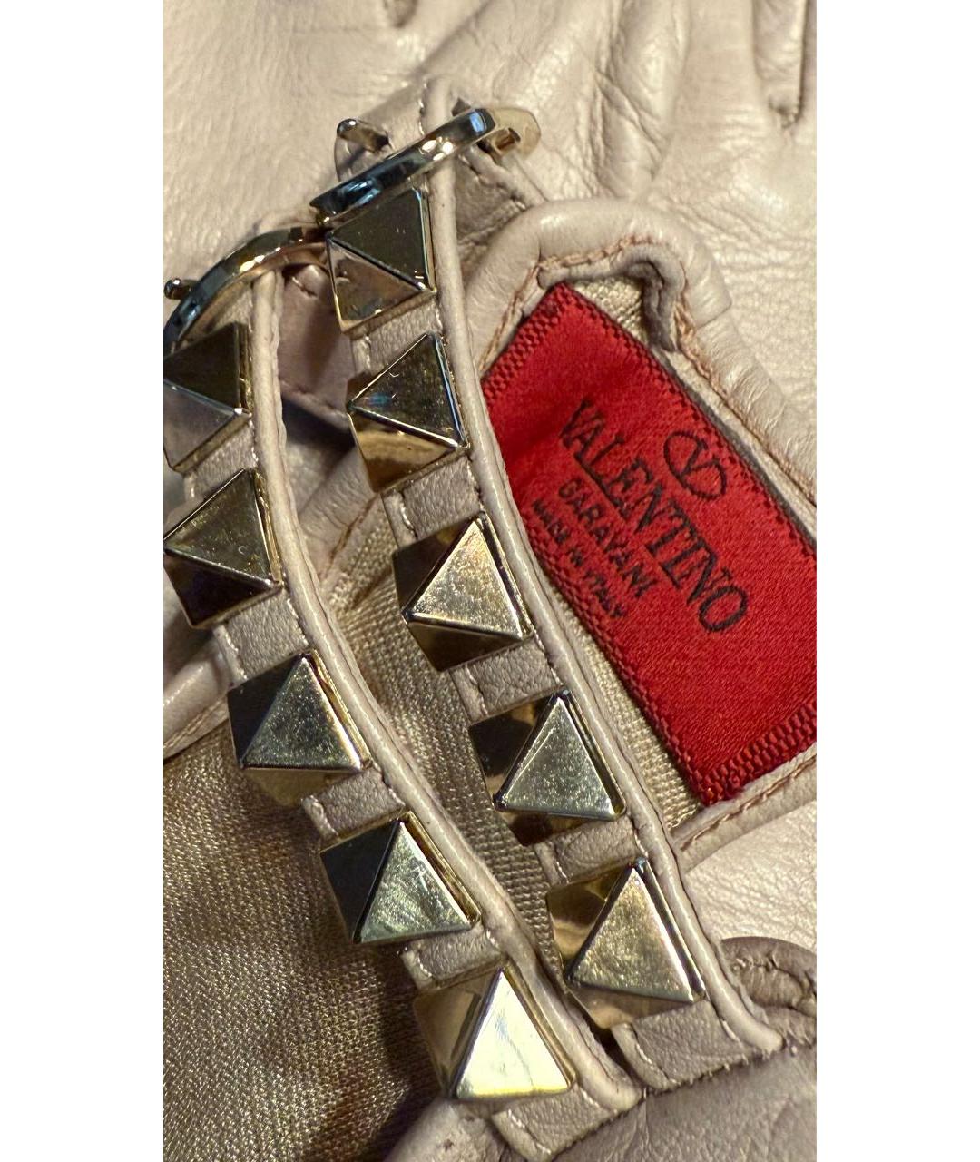 VALENTINO Серые кожаные перчатки, фото 3