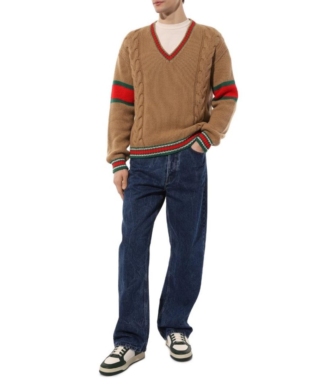 GUCCI Коричневый шерстяной джемпер / свитер, фото 3