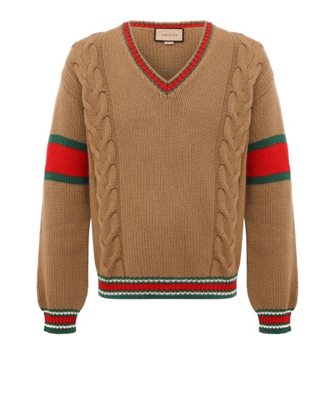 GUCCI Коричневый шерстяной джемпер / свитер, фото 1