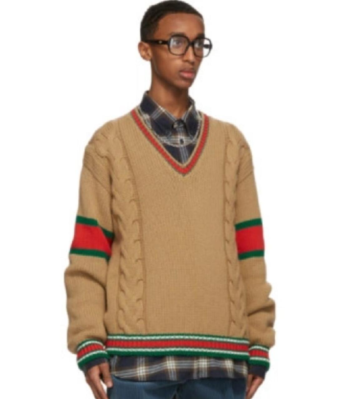 GUCCI Коричневый шерстяной джемпер / свитер, фото 4