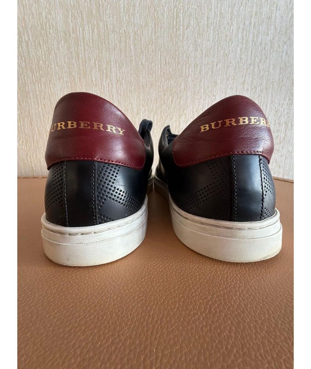 BURBERRY Черные кожаные низкие кроссовки / кеды, фото 4