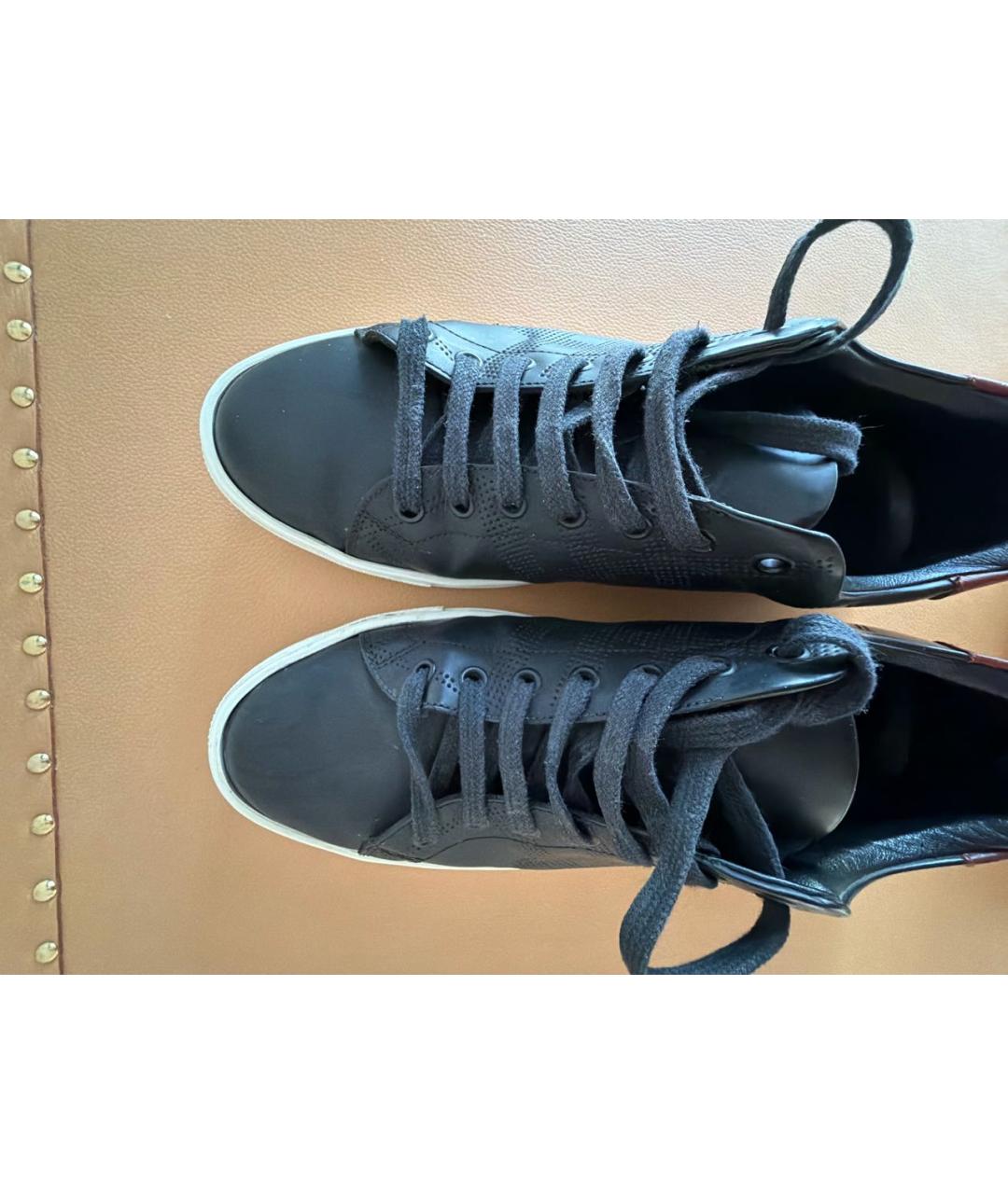 BURBERRY Черные кожаные низкие кроссовки / кеды, фото 7