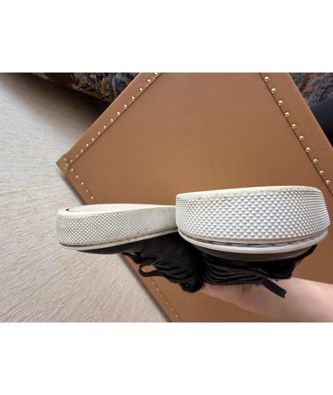 BURBERRY Черные кожаные низкие кроссовки / кеды, фото 5