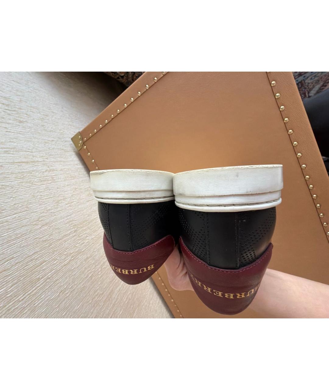 BURBERRY Черные кожаные низкие кроссовки / кеды, фото 6
