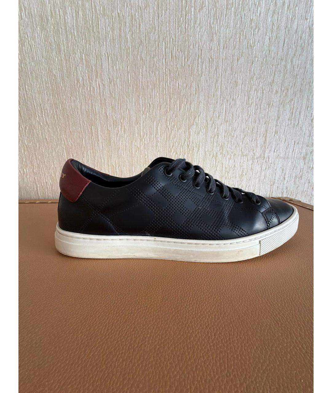 BURBERRY Черные кожаные низкие кроссовки / кеды, фото 9